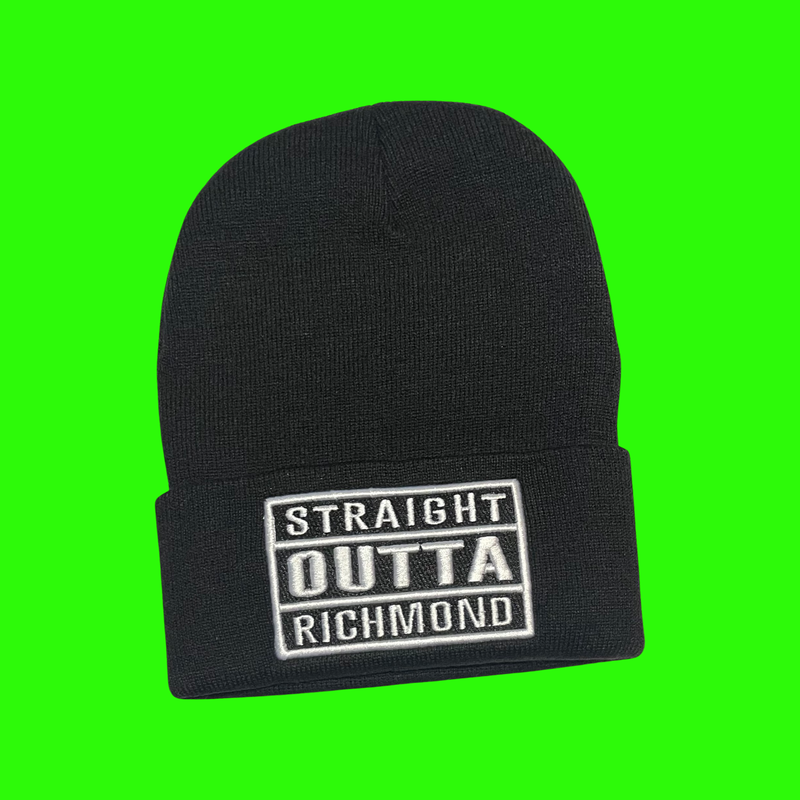 'Straight Outta Richmond' Black, Beanie Cap