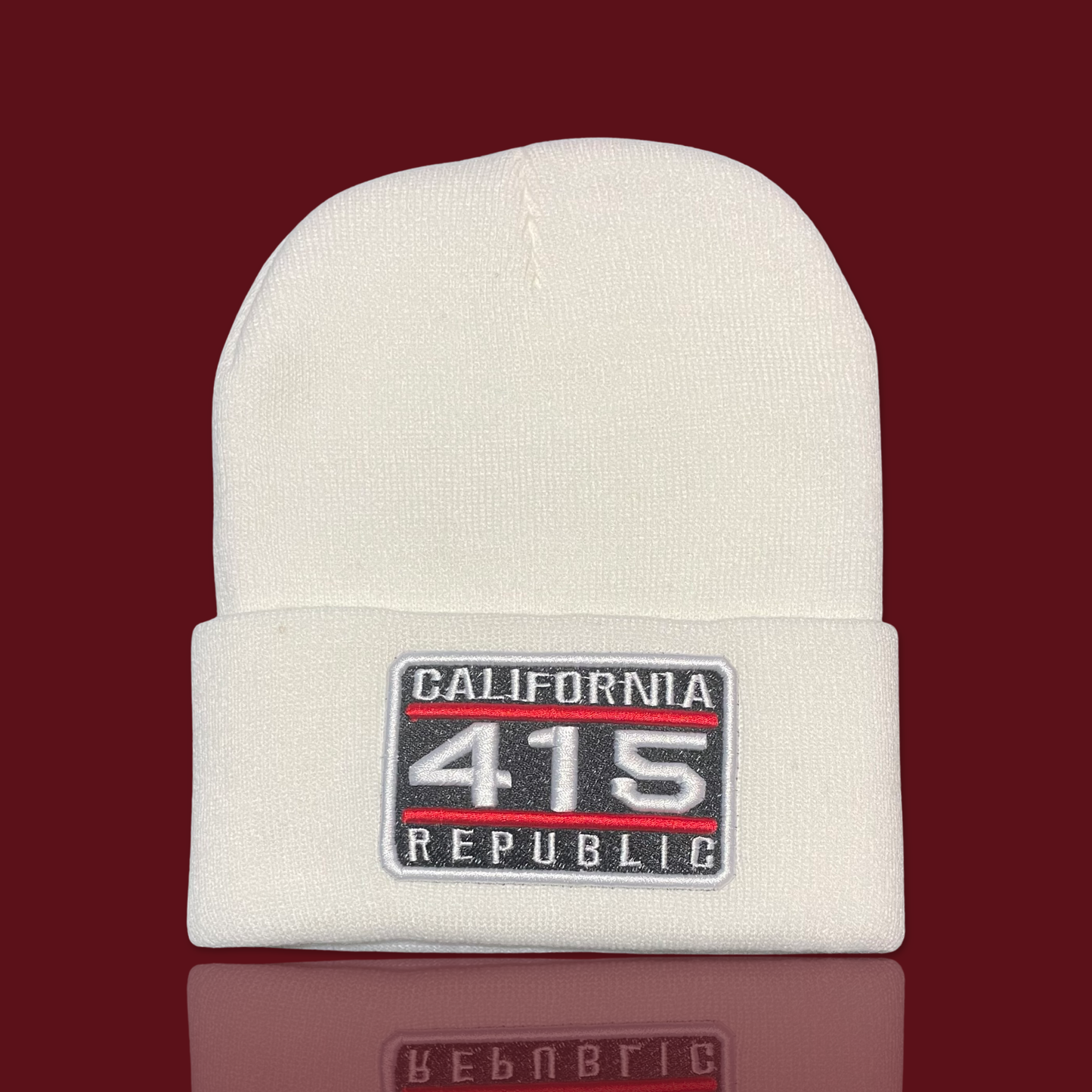 'California 415 Republic' White, Beanie Cap