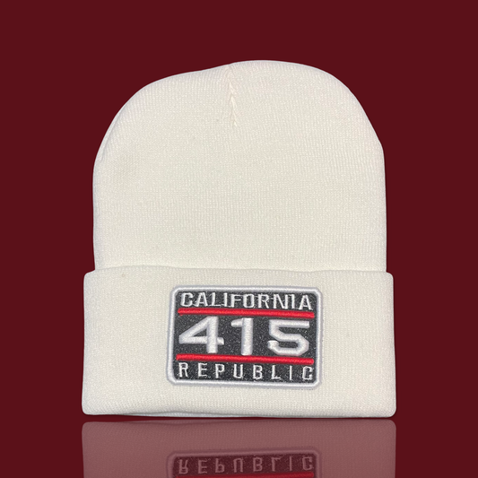'California 415 Republic' White, Beanie Cap