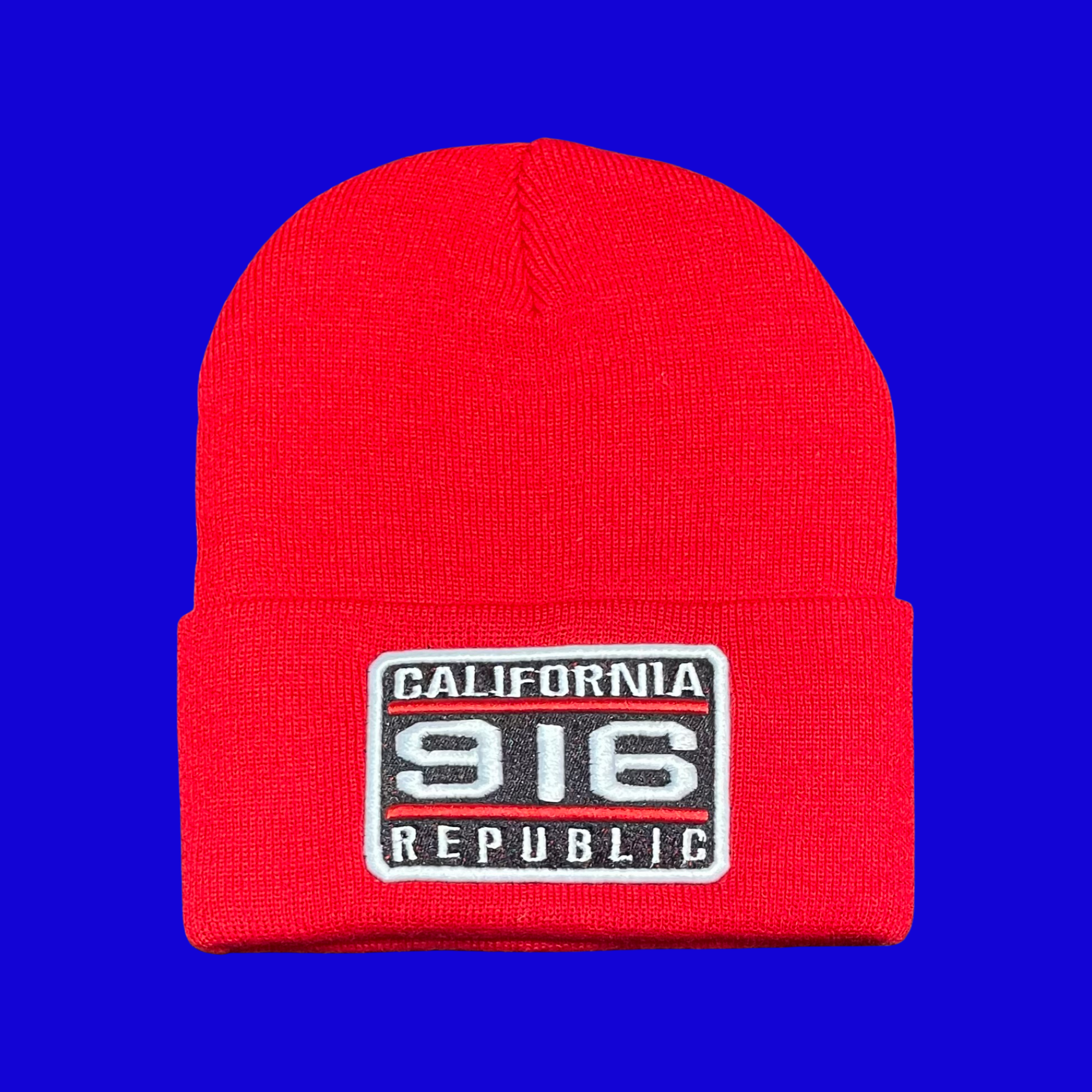 'California 916 Republic' Red, Beanie Cap