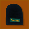 "Oakland" Black, Green/Yellow Embroidered, Beanie Cap